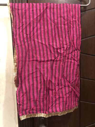 Original Generation Striped Viscose Dupatta with Kiran Lace
