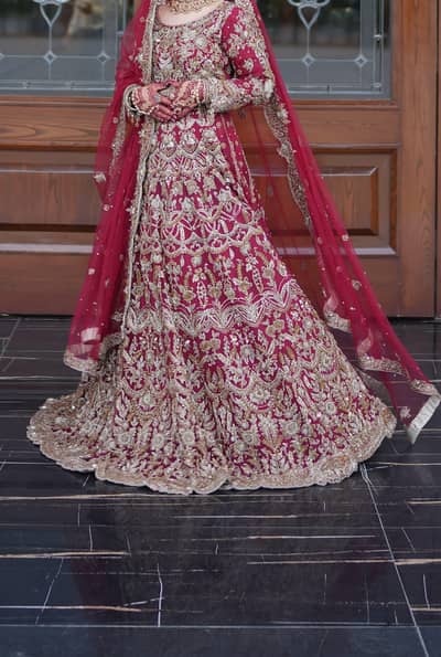 Barat Dress For Sale - Like Brand New - Marroon with Coper golden