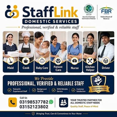Maids / House Maids / cook / House chef / Baby Sitter maid available