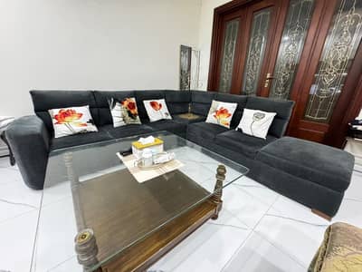 L shaped sofa with big table and one divan from brand diamond