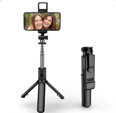4-in-1 Tripod Selfie Stick – Black | Adjustable & Easy to Use