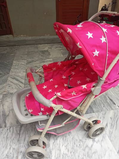 Baby Stroller / Pram for Kids – Padded Seat, Safety Harness & Canopy