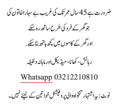 Helpig Lady Required for Home tasks