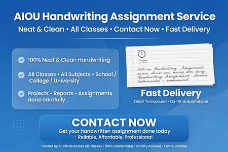 AIOU handwriting assignment 70 Rs per page ,karachi