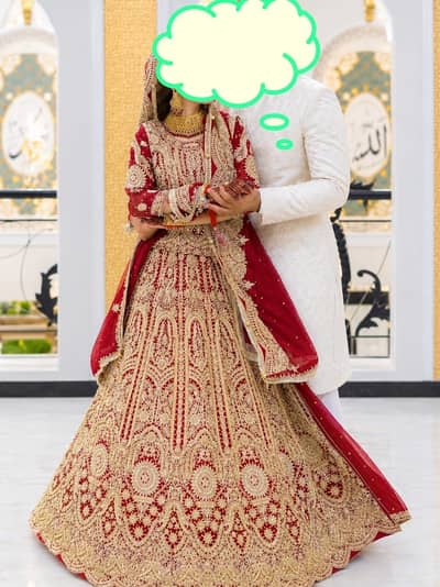 red heavy bridal lehenga for barat