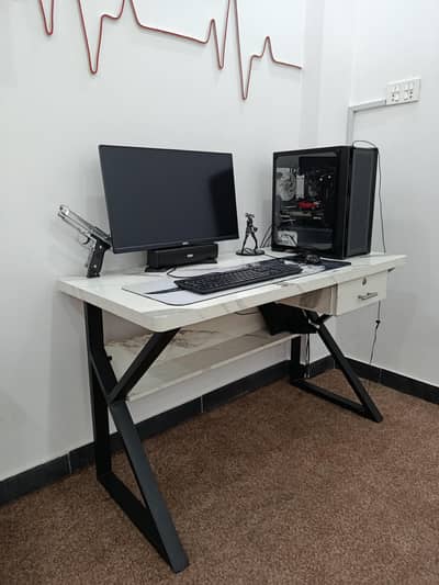 Table for Gaming Pc & Office Work - Black and White Used But New