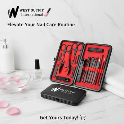 west outfit 15 in 1 manicure padicure kit-black mat-professional nail
