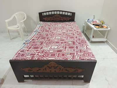 Full wooden Single Bed with mattress for sale in reasonable price.