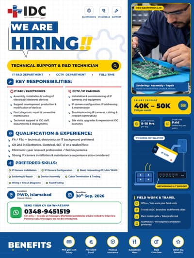 Technical Support and R&D Technician