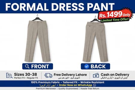 Premium Formal Dress Pant Light Grey - 1499 Only