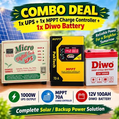 Solar UPS Combo – UPS + MPPT Charge Controller + Battery
