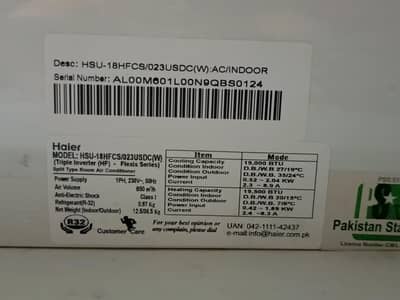 Haier 1.5 Ton Inverter AC HSU-18HFCS White