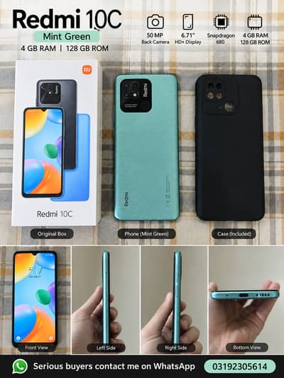 Redmi 10C – 4GB/128GB | Mint Green | Single Hand Used | PTA Approved