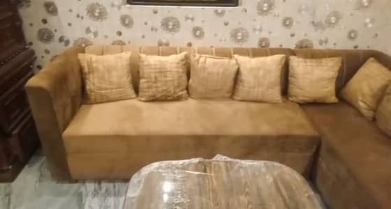 Brand new L shape 7 seater sofa in double shaded color golden brown
