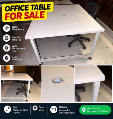 Office Table for Sale - White | Sturdy & Spacious