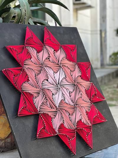 Handmade String Art Wall Decor_Red Ombre Star Mandela