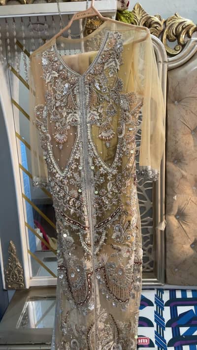 3 piece dress party wear long upper skin colour