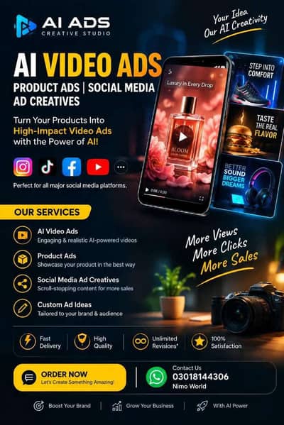 professional AI Video Ads | Product Ads | social Media Ads
