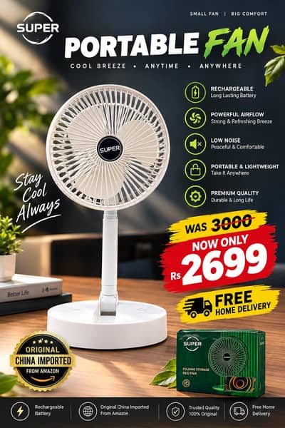Portable Fan rechargable Imported From Amazon