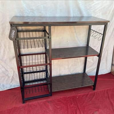 LUXURIOUS CART™ - Iron Oven Rack Stand 80x80cm With Baskets & Hooks