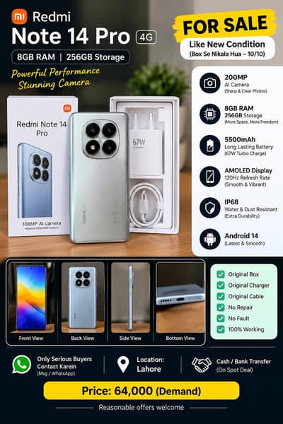 Xiaomi Redmi Note 14 Pro Just 16 Month One Hand used