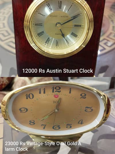 Stuart Austin Quartz Desk Clock and Vintage Style Table Gold Clock