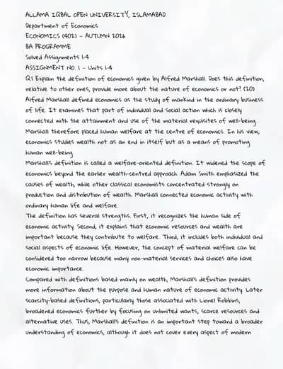 Aiou solved Economic assignments 2026
