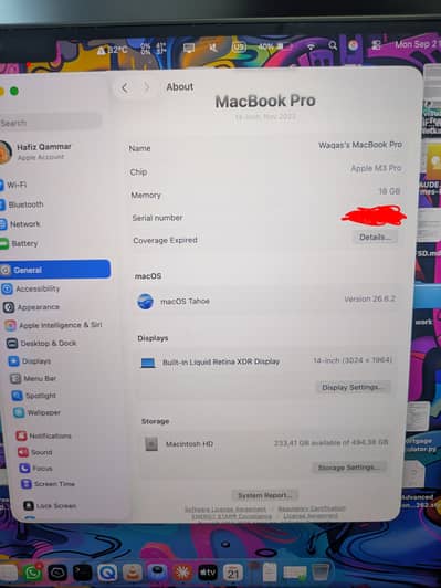 MacBook Pro M3 Pro 18GB/512GB Space Black – 90% Battery
