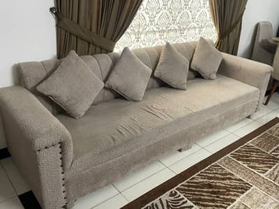 Premium Textured Beige Sofa Set with Stud Details (4+1+1)