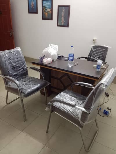 working Table, Three chair and one revolving chair
