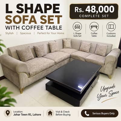 L Shape Sofa Set with Coffee Table for Sale – Johar Town Lahore