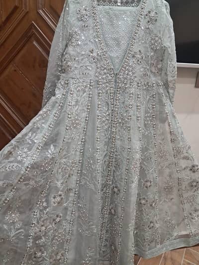 Beautiful Aqua Embroidered Maxi Dress