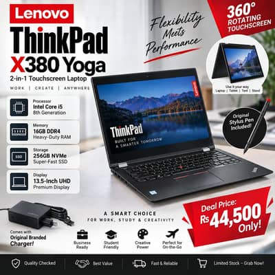 Lenovo ThinkPad X380 Yoga (2-in-1 Touchscreen)| 16GB DDR 4 256 GB NVMe