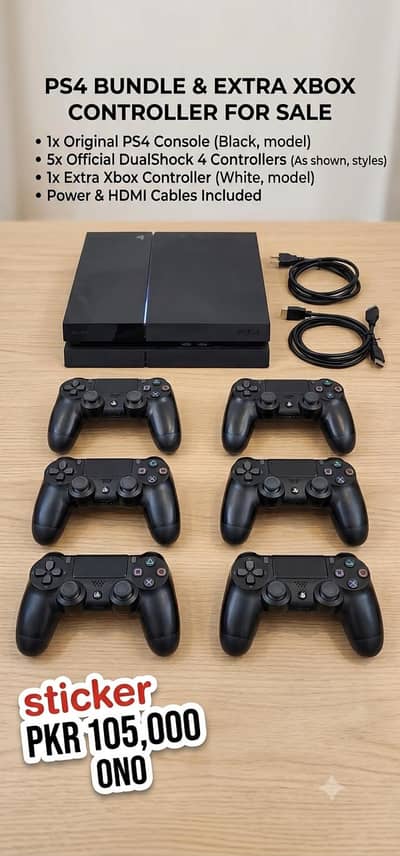 Ps4 with 5 controllers and games