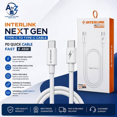 Interlink 45W PD Type-C to C Fast Charge Cable