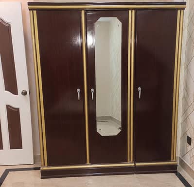 Double Bed with MoltyFoam 8 inch Mattress & 3 Door Cupboard for Sale