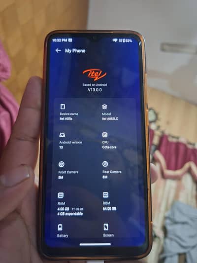 itel A05s 4GB RAM 64GB ROM –Fingerprint –4000mah – Good Condition