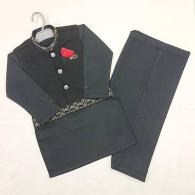Boys 3 Piece Kameez Shalwar with Koti FNK 1.