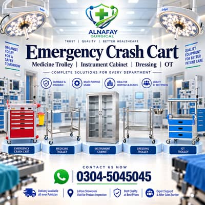 Emergency Crash Cart Medicine Trolley Instrument Cabinet Dressing OT