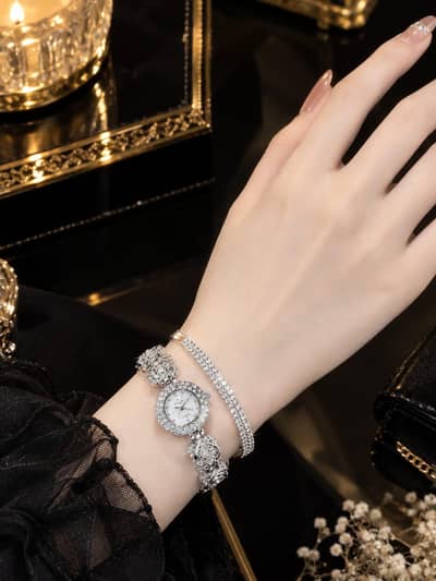 ladies watch with bracelet or chain with earing