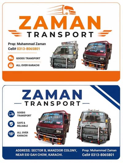 Transport services & Cargo Karachi to All Pakistan