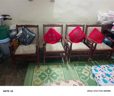 Full set ( 4 Chairs one table with glass covering and a single bed )