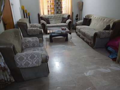URGENT SALE: Whole 7-Seater Sofa Set (Dark Wood + Cushions Included]