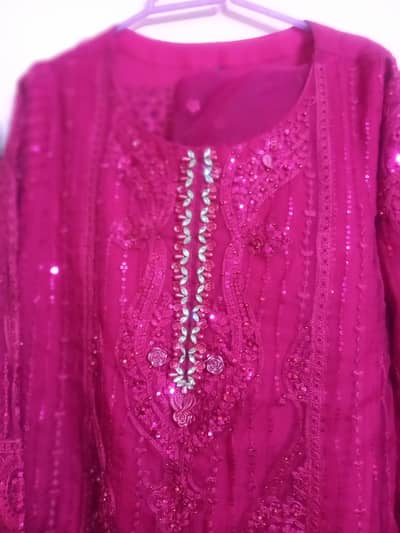 Red Organza  heavy embroidery  formal