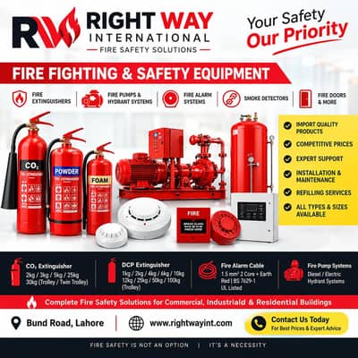 Fire Pump, Fire Alarm, Extinguisher, smoke detector,  sprinkler