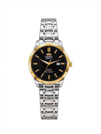 Gold & BLACK Dial Stainless Steel Automatic Watch