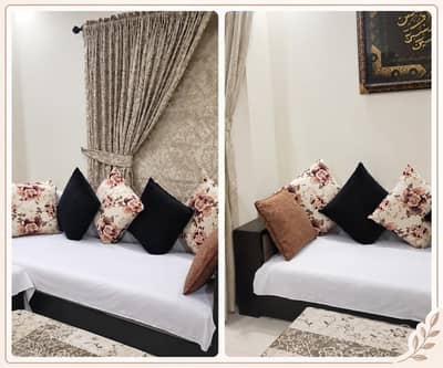 7 seater Wooden L shaped sofa set