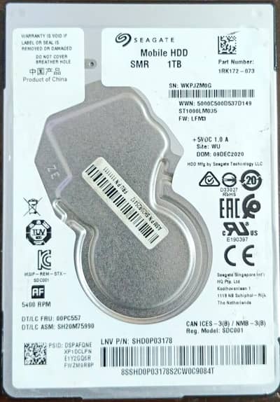 Seagate Laptop hardrive 1TB for sell 5000