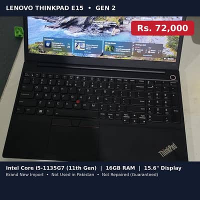 Lenovo E15 Gen 2, i5 11th gen, 16/128GB, imported not used in Pakistan