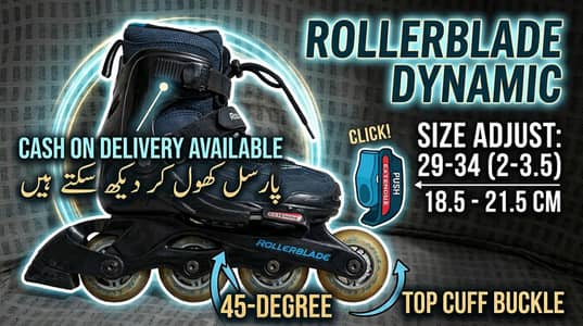 Adjustable rollerblades skates for kids | size 18.5cm to 21.5cm